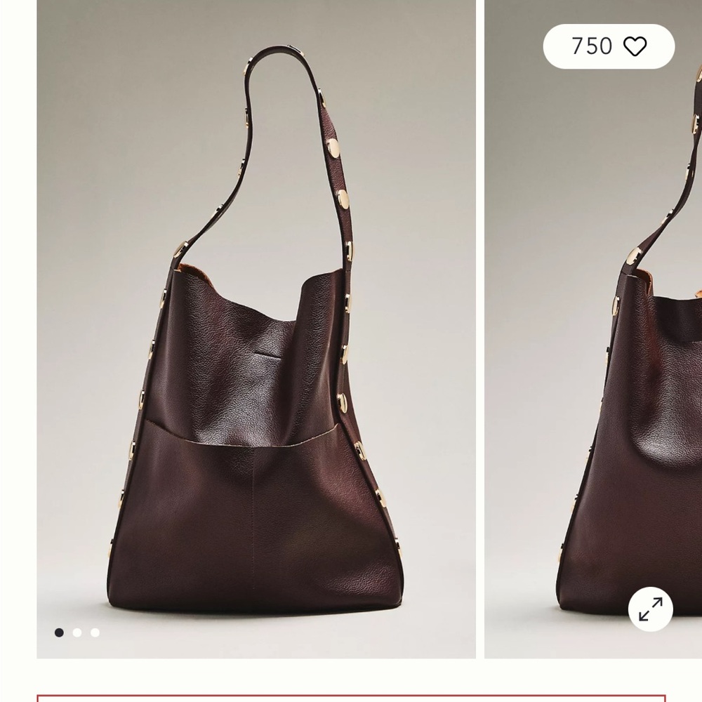 Anthropologie Studded Vegan Leather North South Tote Bag